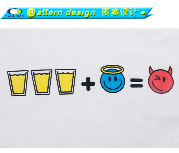 卡通logo男士全棉白色圆领T恤印花
