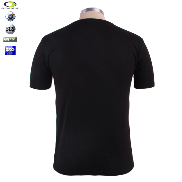 男士黑色印花V领短袖广告宣传T恤打底衫定制