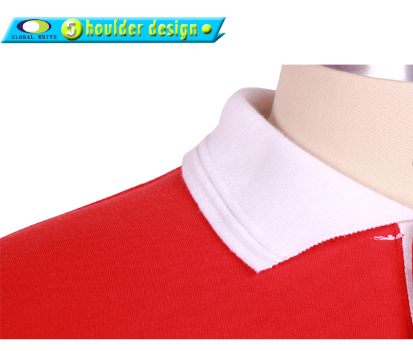 定做男士红色印花白领翻领短袖广告宣传T恤衫定制