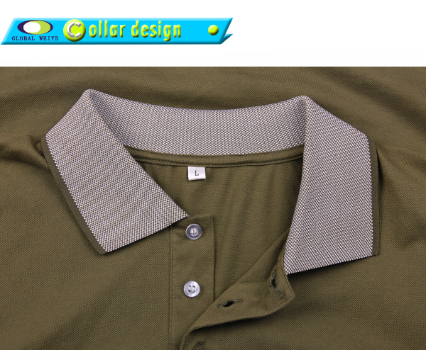 定做男士广告宣传衫军绿色刺绣翻领短袖T恤衫定制