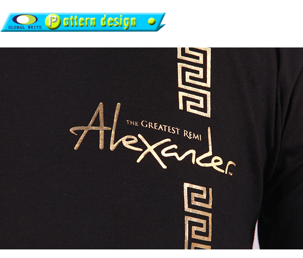 订制男士广告宣传衫黑色金粉印圆领短袖T恤衫定制厂家