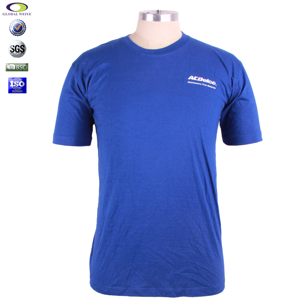 男士广告宣传衫蓝色圆领印花短袖工作服定制厂家