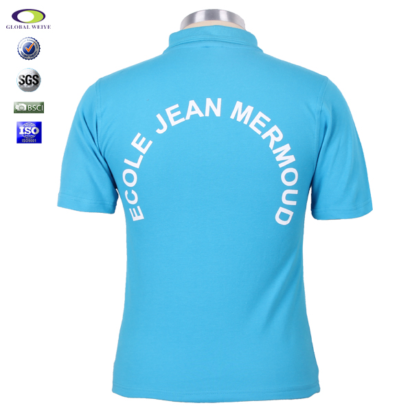 女士团队广告宣传衫蓝色翻领印花短袖Polo衫工作服定制厂家