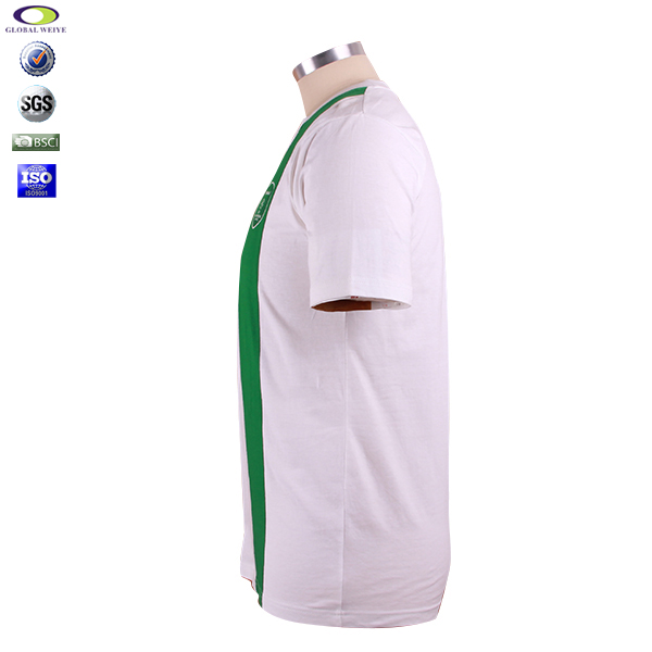 男士团队广告宣传衫圆领印花白绿拼接短袖T恤衫工作服定制厂家