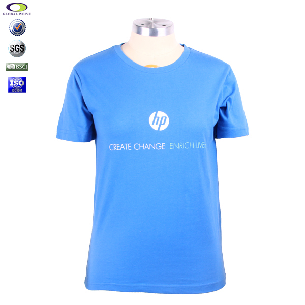 蓝色团队广告宣传衫圆领印花短袖T恤女工作服定制厂家