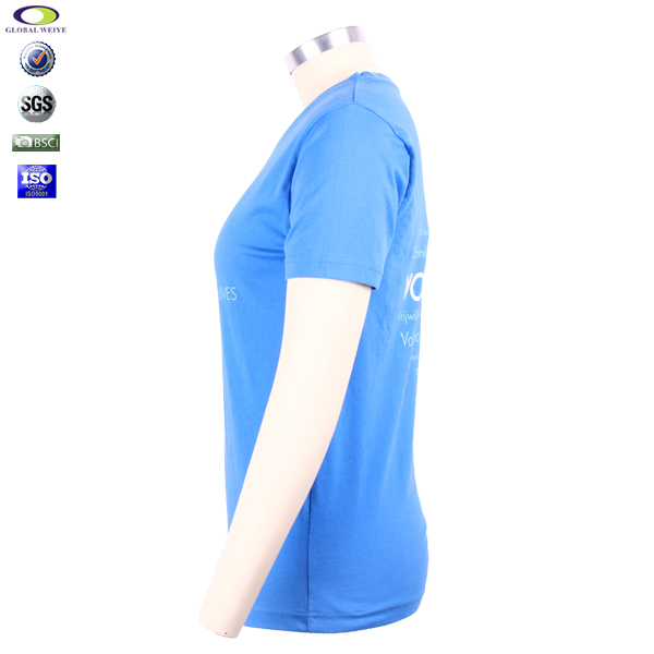 蓝色团队广告宣传衫圆领印花短袖T恤女工作服定制厂家