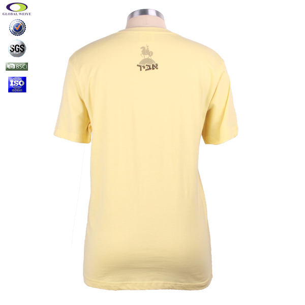 女士浅黄色团队广告宣传衫圆领印花纯棉短袖T恤衫定制厂家