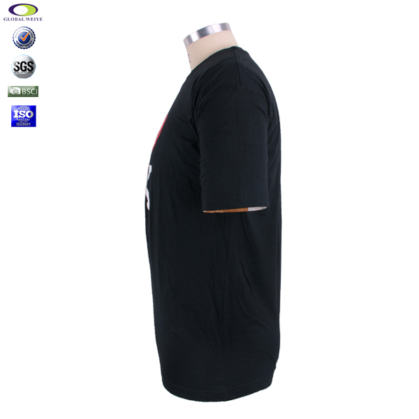 黑色团队广告宣传衫圆领字母印花纯棉短袖男士T恤衫定制厂家