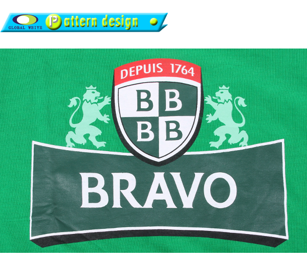 男士绿色团队广告衫异色领白色袖圆领100%纯棉短袖T恤衫定制