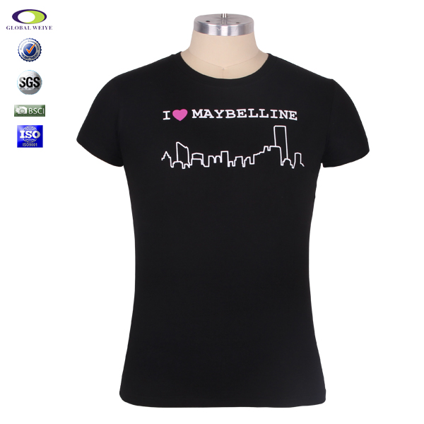 女士广告宣传衫黑色情侣装印花圆领短袖定制