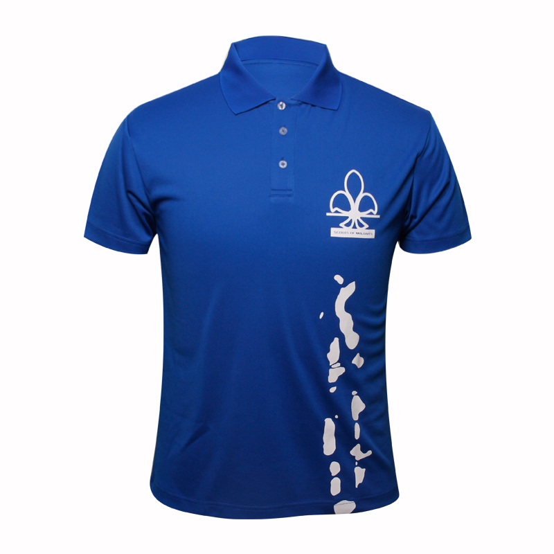 男士全涤印花POLO衫蓝色翻领短袖T恤定做