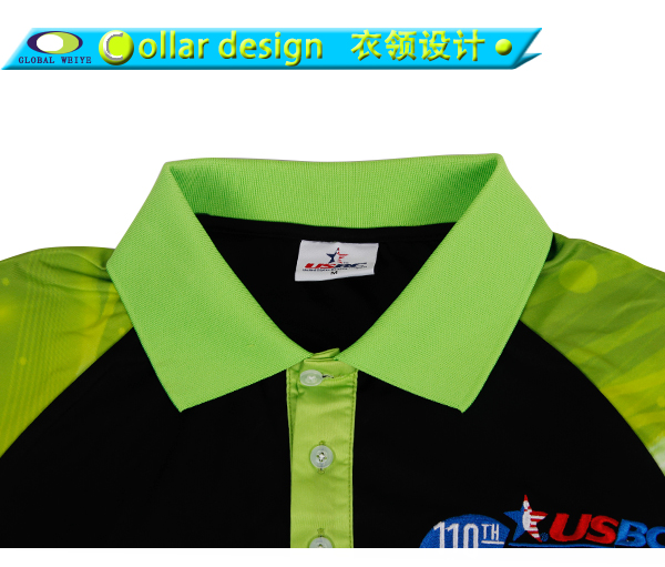 定做男士全涤绿黑拼接刺绣POLO衫翻领短袖T恤