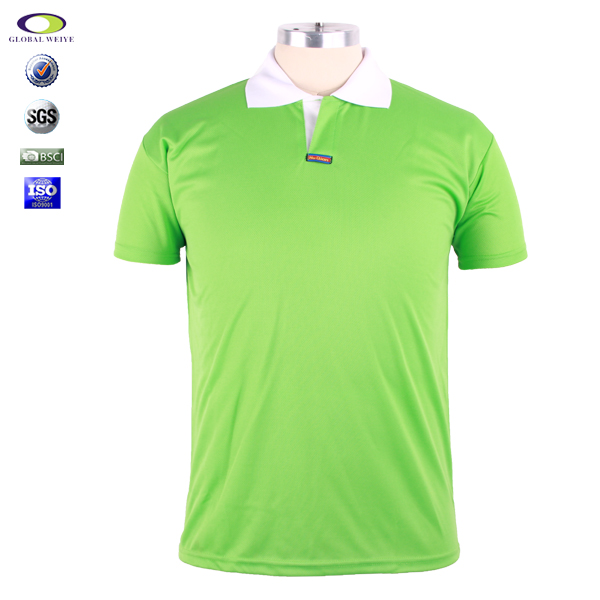 男士全涤网眼异色领POLO衫绿色翻领短袖T恤衫订制