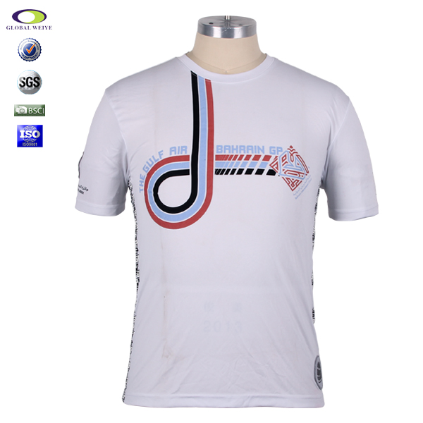 定制男士白色全涤圆领印花宣传摩托车赛短袖T恤衫定制工厂