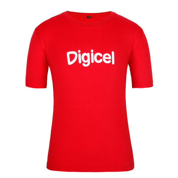 男士全涤红色字母印花圆领短袖T恤衫厂家定制